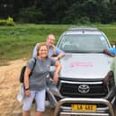 Kentown Wizard Foundation chief executive Margaret Ingram with surgeon and founder of Feet First Steve Mannion on their trip to Malawi, with one of the support vehicles the grant funding has helped purchase