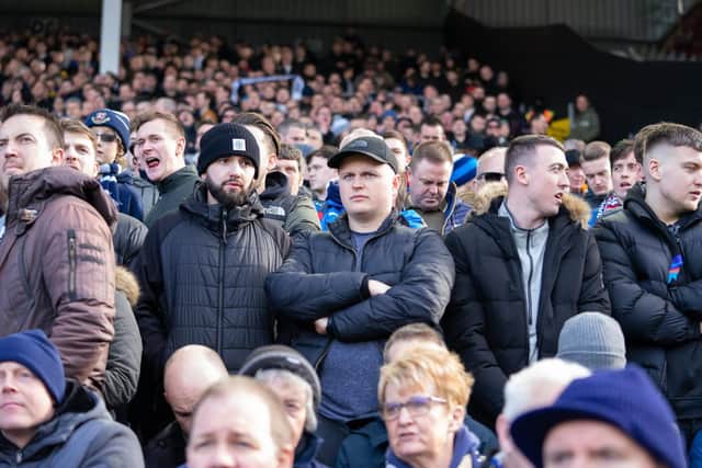 Some of the 2,900 PNE fans at Fulham in February