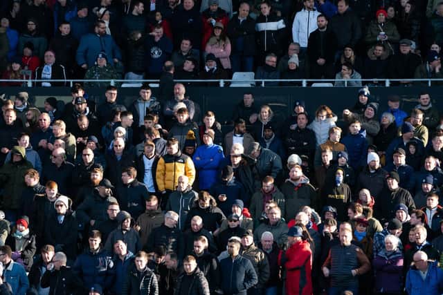 Preston fans at Fulham - PNE's last away game before the season was suspended