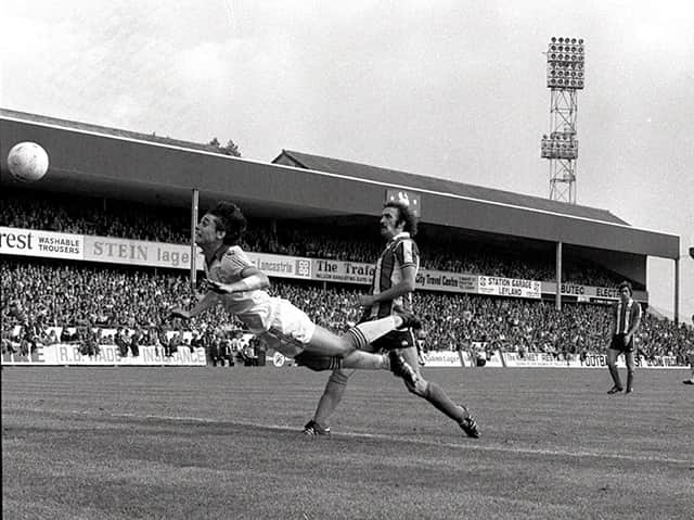 Michael Robinson scores for Preston North End against Sheffield United at Deepdale in August 1978