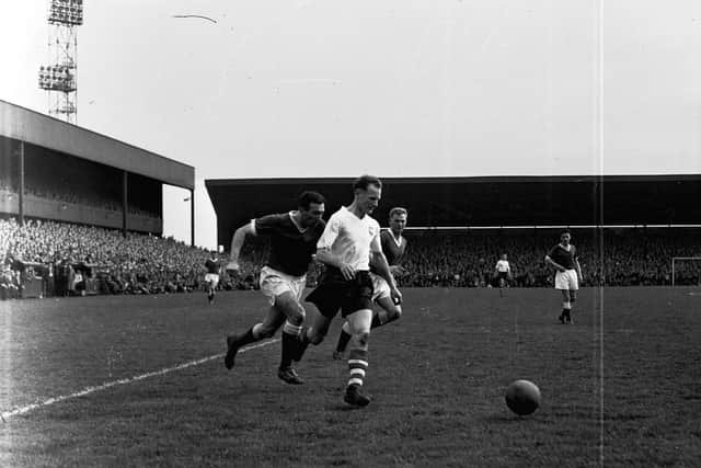 Sir Tom Finney in action during his last league game for Preston North End