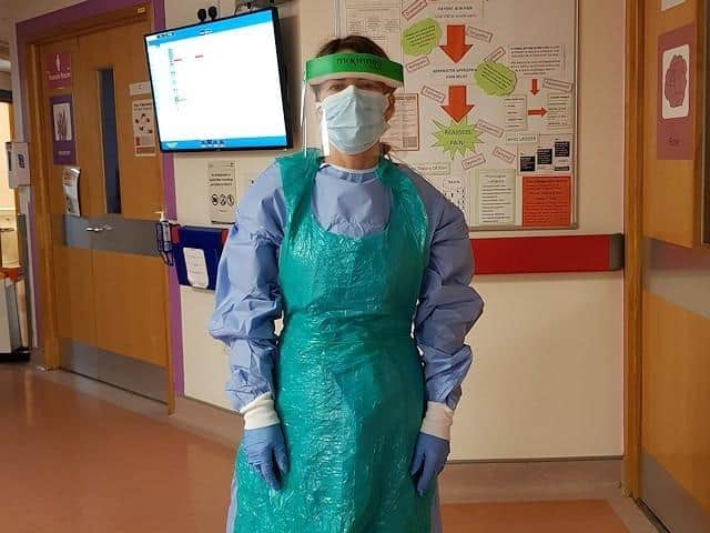 Leona in her PPE