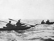 British commandos in canoes off the coast of in Norway during the Second World War