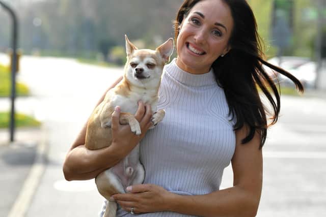 Laura Fisher gets to know one of her dogs