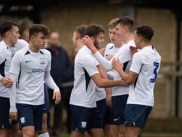 Preston North End's academy team celebrates a goal Picture courtesy of PNE