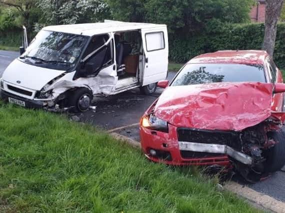 The damaged vehicles after the crash (Photo Lancs Road Police).