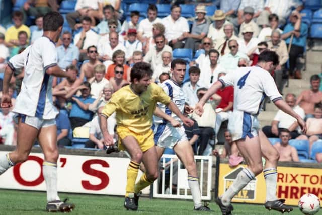 Brian Mooney on the attack for PNE against Shrewsbury