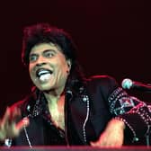 Little Richard performing on stage during the Legends of Rock 'n' Roll one-off concert held at the London Arena, along with Chuck Berry and Jerry Lee Lewis.