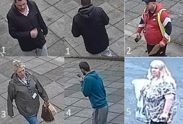 Detectives want to identify these five people. (Credit: Lancashire Police)