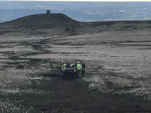 Fire crews tackled a moorland fire on Winter Hill and prevented it spreading yesterday (May 11). Pic: Shaun Walton @Walton_FIRE