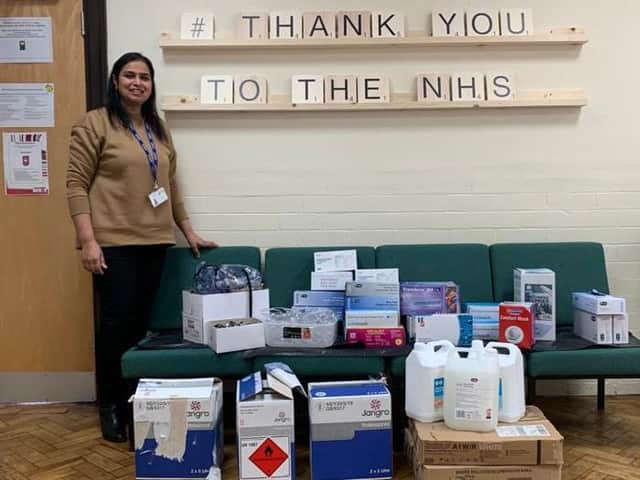 Eldon Primary headteacher Azra Butt with some of the goods collected for the NHS. Now she is fasting to boost NHS charities