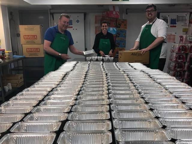 Trays ready for the big feed at Westholme School