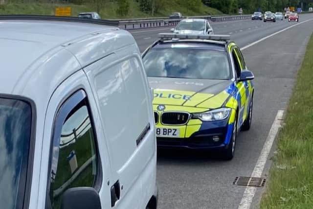 A motorist was caught driving at 78mph through 50mph roadworks on the M55. (Credit: Lancashire Police)