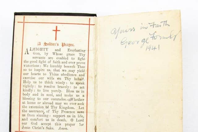 George Formby's prayer book with note