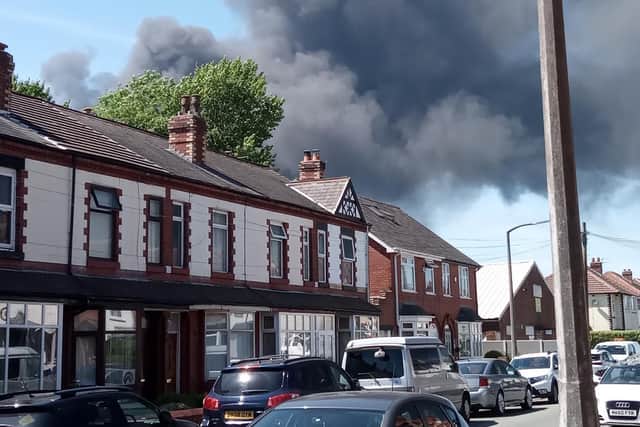Smoke from the fire visible in Newton-le-Willows