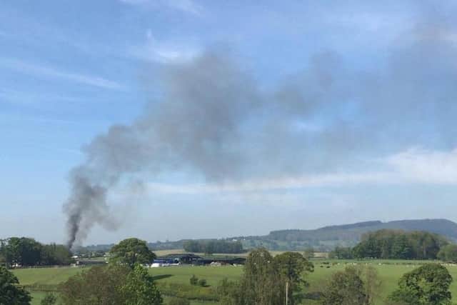 Smoke from the fire in Great Mitton could be seen for miles around (photo courtesy of Ben Kenyon)