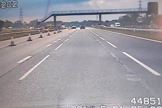 As police pursued the VW Golf, the driver reached speeds of up to98mph as they left the roadworks. (Credit: Lancashire Police)