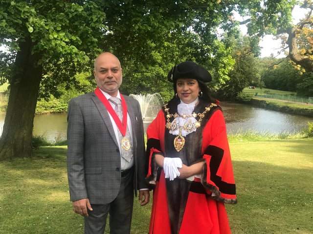 The mayor of Chorley Coun Hasina Khan and consort, husband Zafar Khan