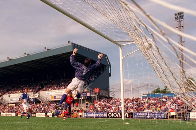 Jason Harris scores as a substitute in Preston's 2-2 draw at Bristol Rovers in September 1998