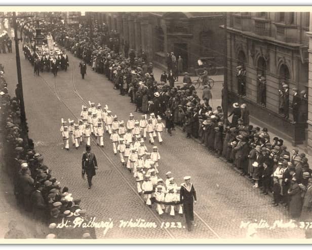 St Walburges Church, Whit procession, Preston, in 1923.