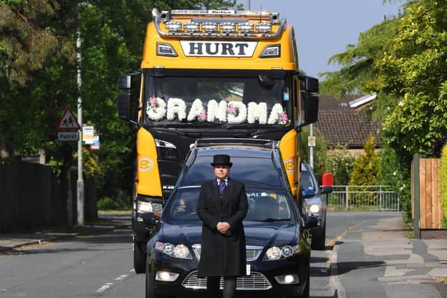 Ethel Crossley was taken to her funeral service in her grandson's gleaming truck, adorned with the name 'Grandma'