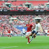 Jermaine Beckford completes his hat-trick for Preston against Swindon at Wembley in May 2015