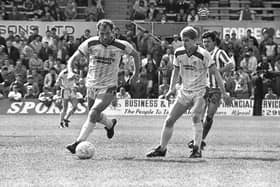 Frank Worthington and David Miller in action for Preston North End in their 2-2 draw at Hartlepool in May 1987