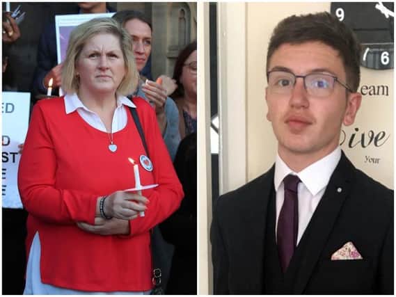 Pictured left, Debbie Makki, the mother of dead student Yousef Makki, pictured right.
