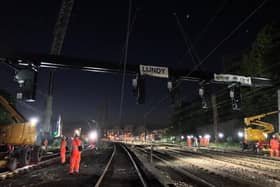 A gantry is being replaced at the station Credit:  Network Rail