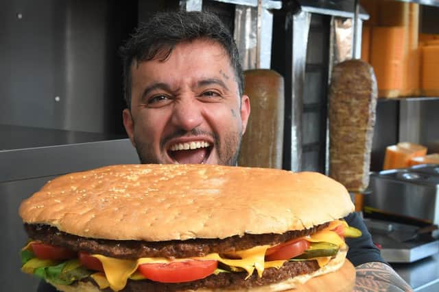 Enough to feed a family ... the giant burger created by Yunus Sevinik (photo: Neil Cross)