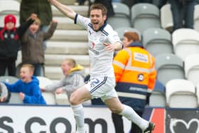 Graham Alexander celebrates after scoring with the last kick of his career for Preston against Charlton at Deepdale in April 2012