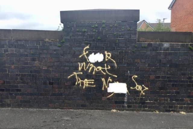 Swastika graffiti Eldon Street bridge in Plungington, Preston. (Photo by Pav Akhtar)