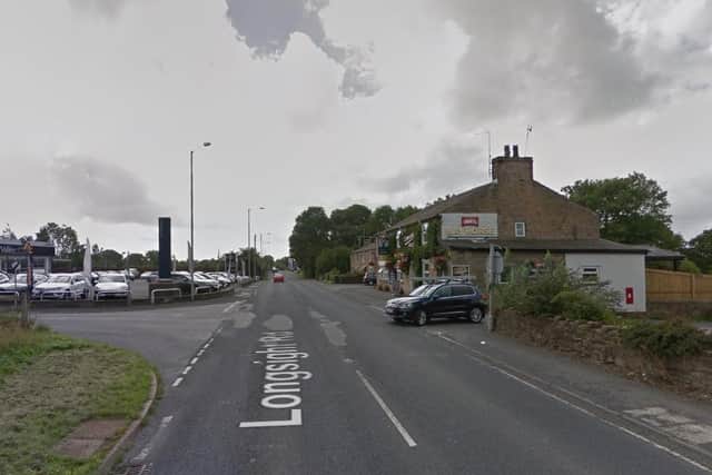 A black BMW car was travelling towards Preston onLongsight Road when it collided witha lamp post. (Credit: Google)