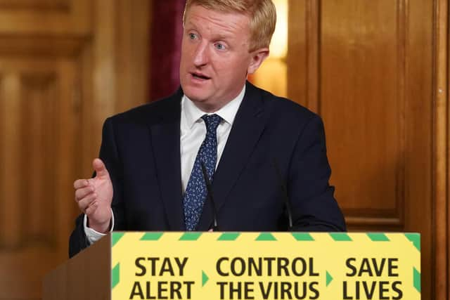 Secretary of State for Digital, Culture, Media and Sport, Oliver Dowden during a media briefing in Downing Street