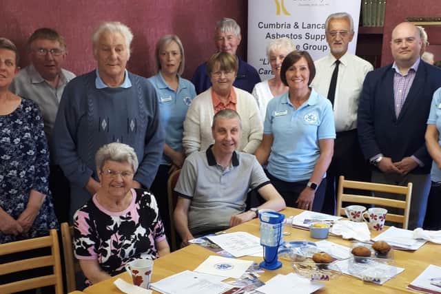 Members of the Cumbria and Lancashire Asbestos Support Group. Because of the coronavirus lockdown, the group is to hold its monthly meetings online