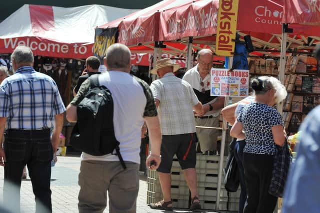 Business appeared brisk at the first outdoor market in Chorley for almost three months