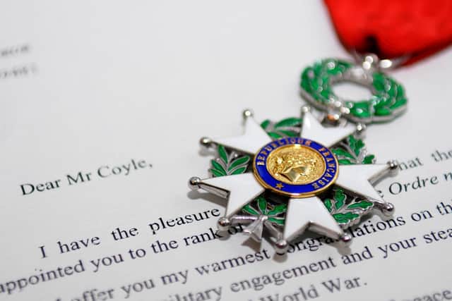 The Legion d'honneur given to Derek Coyle, France's top medal