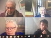 One of the virtual interviews featuring (clockwise from top left): Lecturer in Journalism Kevin Duffy; Sir Lindsay Hoyle, Speaker of the House of Commons; UCLan student Liam Grimley and Lecturer in Broadcast Journalism Gerrie Byrne.