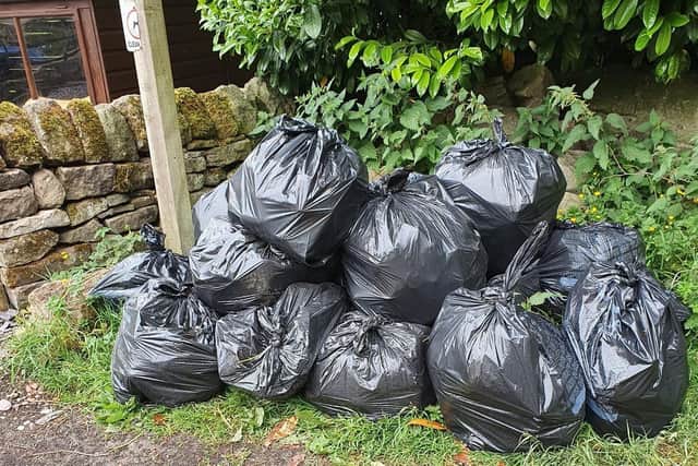 Litter that was left by visitors had been collected by locals.