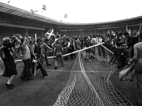 Scotland fans spilled on to the Wembley turf on June 4, 1977