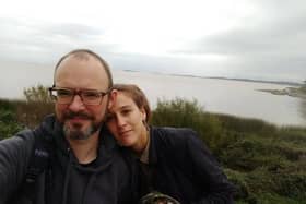 Ana and Peter beside the Rio de la Plata in Uruguay.