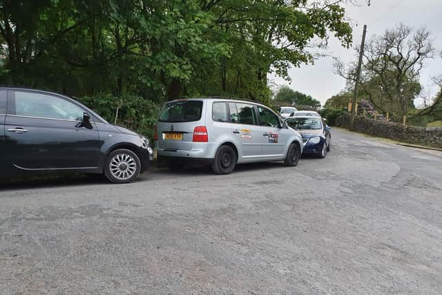 Cars parked irresponsibly at Hoghton Bottoms.