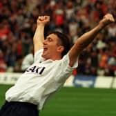 David Eyres celebrates scoring for Preston North End against Millwall in May 2000