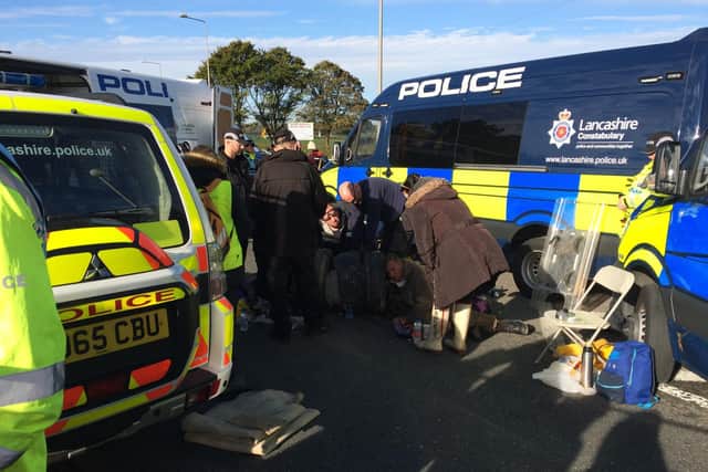 Lancashire Police dealing with protesters near the Preston New Road fracking site