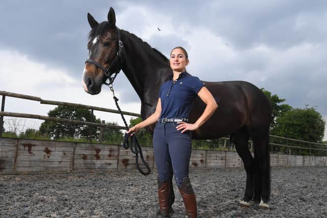 Jasmine Gleave, with "Lyndell Matador", the horse of one of her clients