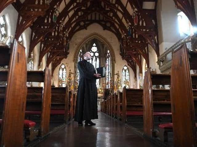 Canon Gwenael Cristofoli of St Walburge's Church. A leaking roof is just one of the urgent repair jobs that need to be done