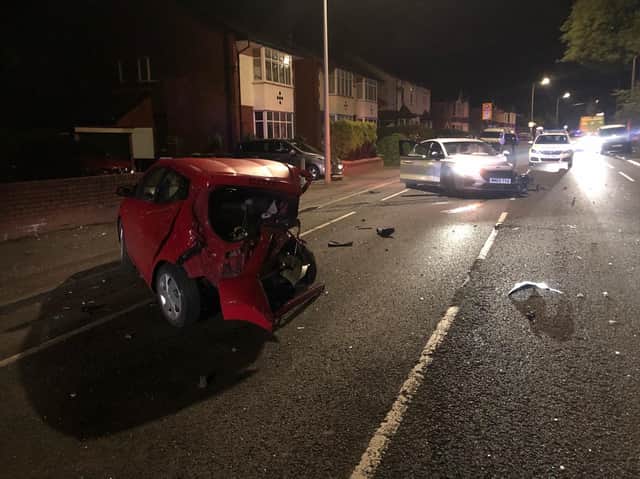The scene after the smash in Black Bull Lane. Picture: Lancs Road Police.