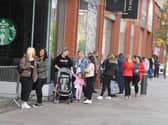 Shoppers queued from 7.30am to get into Preston's Fishergate Shopping Centre.