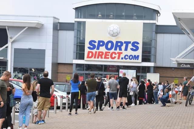 People have reportedly queued for more than an hour as Sports Direct reopens after nearly 3 months of being in lockdown