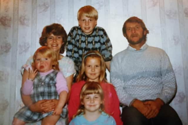 Peter, Patricia, their daughters Alison, Claire and Rachael, and late son Daniel